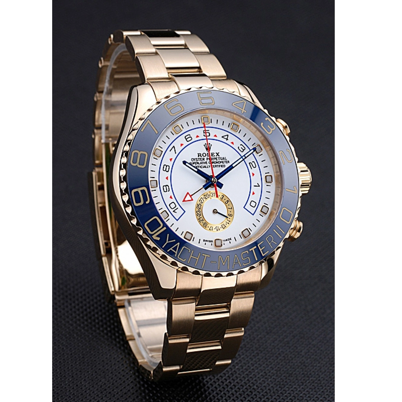 AAA replica watch Bezel Yachtmaster Dial Rolex II 622271 Gold White Blue Bracelet 0731